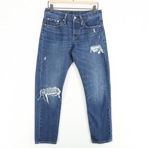 Levis 501t Taper‎ Jeans Womens 26 Blue Button Fly Distressed 100% Cotton